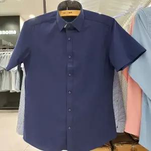 [레노마]슬림핏/반소매/카라 안 배색/TC 스판 트윌/옴므 정장 셔츠 RZUSLP910 NY_US