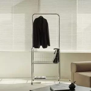 동서가구 글림 미드센츄리 바구니형 수납 철제 이동식 옷걸이 행거 DF927255