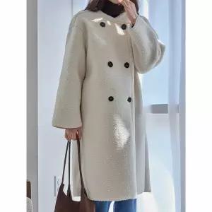 [하프클럽/모리스커밍홈]뽀글이 더블 롱 코트_M2511CT007D