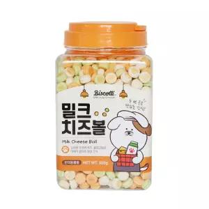 비스코티 비스켓 강아지 쿠키 과자 강아지 간식 밀크플러스치즈볼, 500g,