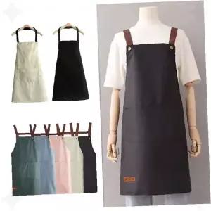 주방 요리 조리 작업복 면 린넨 원단 목 어깨 끈 앞치마 홈카페 베이킹 제과제빵
