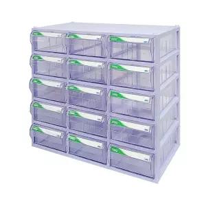 [국내생산 완제품] 수납월드 투명수납함 대형 15칸 플라스틱 화장대 미니 다이소 이케아 서랍장 책상꾸미기 레고 사무실 약 소품 다꾸 정리 사무용품 데스크테리어 오거나이저 정리함 