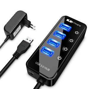 USB 허브 4포트 3.0 스마트폰 충전기 멀티 액세서리 (아이패드 호환 맥북 호환 프로 컴퓨터 PC 노트북용 전