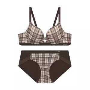 [롯데백화점]게스 골지스판 체크 여성 브라팬티 세트[GEWBRBP931BR]