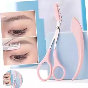 고급 눈썹 정리 가위 칼 빗 눈썹정리기 핑크 세트