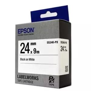 (백흑색) EPSON 라벨 테이프 24mm/네임/인쇄/프린터/프린트/문구용/사무실/사무용/학교/회사/엡손/다용도