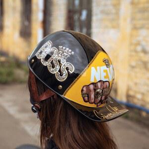 스냅백 헬멧 할리 하이바 레트로 오토바이 남자 여름용 반모 여자 야구모자