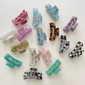 프랑스핀 꼬임 사각 자개 집게 헤어 반묶음 머리핀 정수리볼륨 헤어집게