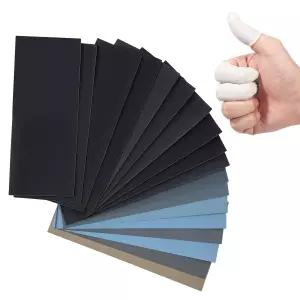 22개입 고운 사포 세트 120방에서 20000방 초미세 및 3개 핑거 코트 포함 9인치 x 3.6인치 목재 금속 샌딩