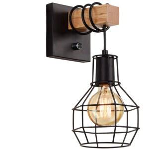 스콘스 옆 라이트, 레트로 실내 베이스 라이트 침대 브래킷 나무 WL0334 벽 통로 램프 모던 블랙, 케이지