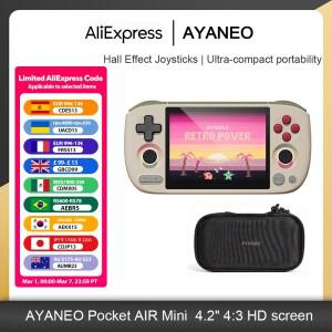 아야네오 포켓 에어 미니 레트로 휴대용 게임기 4.2인치 4:3 HD 화면, 케이스, 보관 가방, 보호용 콘솔