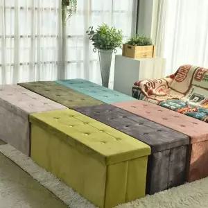 벨벳 사각 의자 수납형 패브릭 벤치 벨벳 스툴 의자 침실 긴의자 접이식 거실 박스