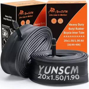 YUNSCM 2PCS 20인치 헤비 듀티 자전거 튜브 20x1.50 20x1.75 20x1.90 AV32mm 슈레이더 밸브 20x1.5 /1.938