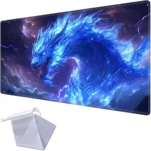 MTG와 호환되는 FXIANGWL 패턴 게이밍 플레이 매트 스티치 엣지가 있는 카드 게임 투명 드로스트링 백이