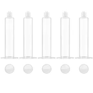 액체 용 흰색 피스톤이 장착된 10cc 디스펜서 주사기 튜브 산업용 50개 10ml 투명 접착