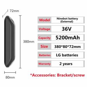 Aleaivy 36V 5200mAh 외부 범위 확장기 배터리 샤오미 나인봇 ES1 전동 스쿠터용 리튬 팩