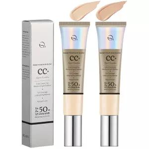 컬러 보정 CC 크림 2가지 내추럴 보리 SPF 50 파운데이션 풀 커버 컨실러 인비저블 모공 피부 톤 보습 경량