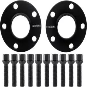 DCVAMIC 2PC 블랙 5x112 허브센트릭 휠 스페이서 12mm 14x1.5 볼트40mm 섕크 볼 시트 유형 66.56 보어 W210