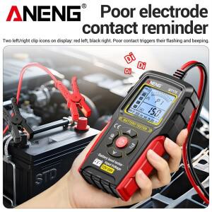 자동차 배터리 테스터 12V 24V 디지털 발전기 분석기 디스플레이 화면 ANENG BT175 절연 악어 클립 도구