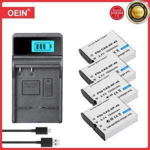 NP-40 배터리 및 충전기 Casio Exilim EX-Z600 Z1000 FC100 P505 P600 카메라용 4 개