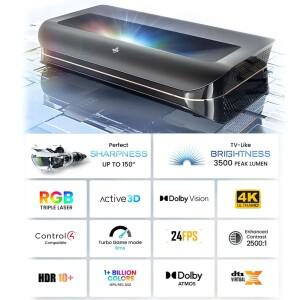 AWOL VISION LTV-3500 Pro 4K 3D 초단초점 삼중 레이저 프로젝터 100 