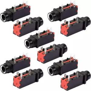 ucell 10개 635mm 14인치 3핀 모노 잭 패널 마운트 PCB 커넥터 금속 헤드폰 소켓 오디오 스테레오 실버 톤