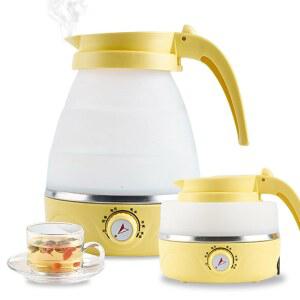 휴대용 여행용 접이식 전기 주전자 등급 커피 또는 차용 실리콘 미니 물 보일러 600ml/20온스 노란색 6가지 모드 조절 가능