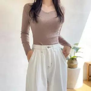 [의류] 퓨어 코튼 세미와이드 롱 팬츠 데님 레깅스 팬츠 밴딩