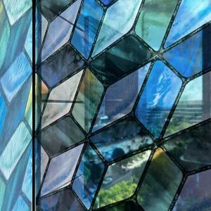 ChicSkin 핸드 드로잉 가짜 3D 시각적으로 스테인드글라스 윈도우 필름 수채화 반투명 기하학적 빈티지 홈