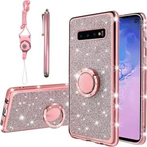 삼성 갤럭시 S10 케이스용 쿠디니 여성용 글리터 크리스탈 소프트 클리어 TPU 럭셔리 블링 귀여운 보호