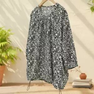 [다잇템] 여성 꽃무늬 봄여름 고무줄 빅사이즈 블라우스