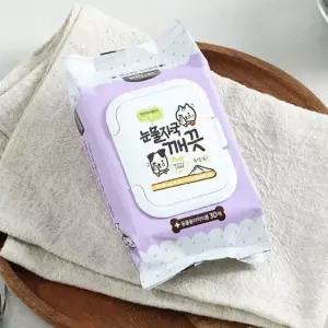 눈물티슈 반려동물 전용 세정 티슈 변색예방 눈물자국 제거 30매 캡형 페퍼민트 추출물 첨가 강아지