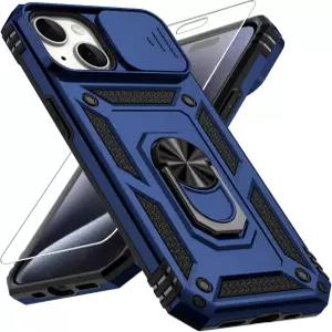 15 플러스 케이스용 Vinve 슬라이드 렌즈 커버 HD 스크린 프로텍터 군용 등급 낙하 방지 마그네틱 회전 링