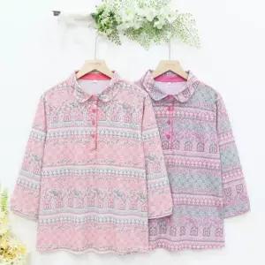 [그랜스타일] 할머니옷 복주머니 7부티셔츠 여름카라티 70대80대90대 엄마 생신선물 요양원 일상복B6