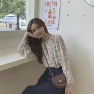 [옷자락]여성 루즈핏 긴팔 꽃무늬 쉬폰 블라우스