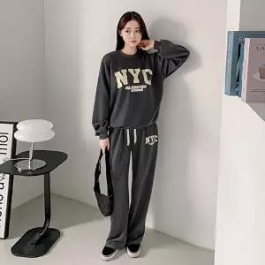 [유야]여성 NYC 레터링 맨투맨 일자바지 트레이닝 세트 SPST0476 봄 가을