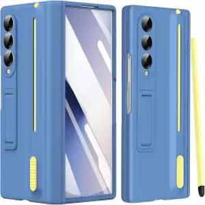 삼성 갤럭시 Z 폴드 3 케이스용 NINKI S 펜 홀더와 히든 킥스탠드 스타일러스 충격 방지 힌지 스크린