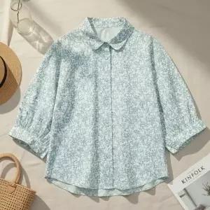 [다잇템] 여성 꽃무늬 자연스러운 클래식 블라우스_24669546_588872