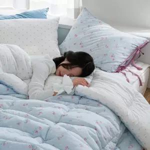 플로라 버블로지 60수 아사면 저소음 차렵이불 2컬러