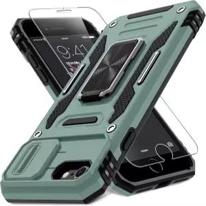 20222020 SE용 디어람 케이스 슬라이드 카메라 커버 화면 보호기가 장착된 87용 회전 링 킥스탠드 군용