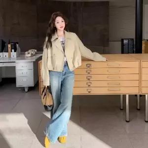 여자 을 입 있는 개량 점퍼 가죽 수 재킷 1PICK1