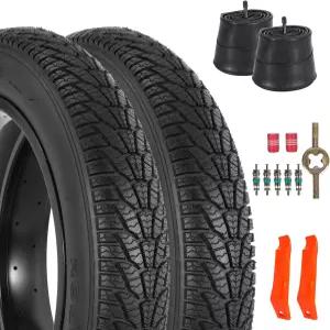 RUHUO 2팩 20x3.0 자전거 타이어 및 튜브 20인치 산악 레버가 있는 20x3 오프로드 전기 자전거용 접이식