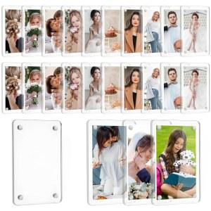Caeuiciw 24개 아크릴 냉장고 가족 휴가 선물 마그네틱 투명 사진과 3.54 Instax 2.36 양면 x 폴라로이드 프레임 인치 사진용 미니 친구 호환되는