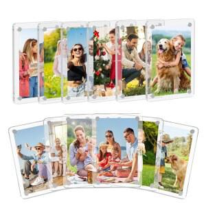 삼유초 12팩 냉장고용 아크릴 인스탁스 지갑 액자 자석 3.54 2.36 폴라로이드 크기 필름용 x 마그네틱 인치 홀더 미니 후지 투명