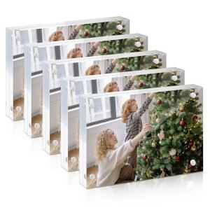 골든 스테이트 아트 4x6 아크릴 테이블탑 오피스 5팩 클리어 프레임리스 책상용 사진 액자 양면 프리스탠딩 홈 디스플레이