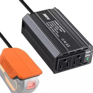 블랙 앤 데커 20V 리튬 이온 배터리 DC ~ AC 110-120V 인버터 휴대용 발전소 발전기용 300W 전원
