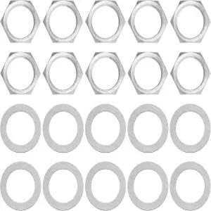 20개 기타 너트 및 와셔 3/8인치 잭 소켓 너트와 입력 전기 베이스용 모든 유형 소켓(실버)