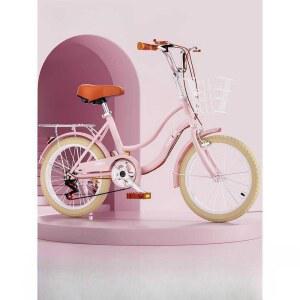 바구니 자전거 변속 여성용 16인치 소형 클래식 운동 하얀색 통근 뒷좌석 초등