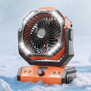 8 u201D 휴대용 충전식 선풍기, 27시간 근무 시간의 배터리 작동 캠핑 리모컨, 자동 진동, 타이머, RV 텐트 허리케인 비상 오렌지용