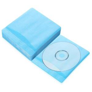 100개 CD 슬리브 DVD 봉투, 빈 보관 바인더용 부직포가 있는 낙하 방지 잠금 장치가 표준 양면 투명 케이스(블루)